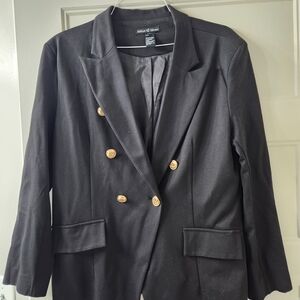 Ashley Stewart Black Blazer with Gold Buttons